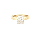 14K Gold Lab Grown 3.00 Carat Elongated Cushion Diamond Under Halo and 3MM Solitaire Engagement Ring