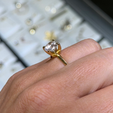 14K Gold Lab Grown Round Diamond Edged Solitaire Engagement Ring