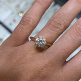 14K Gold Lab Grown Round Diamond Edged Solitaire Engagement Ring