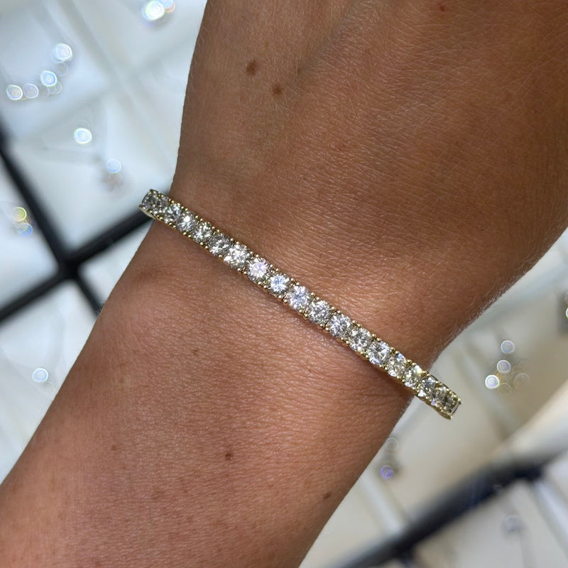 14K Gold Flexible Halfway 5.00 Carat Natural Tennis Bangle