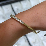 14K Gold Flexible Halfway 5.00 Carat Natural Tennis Bangle