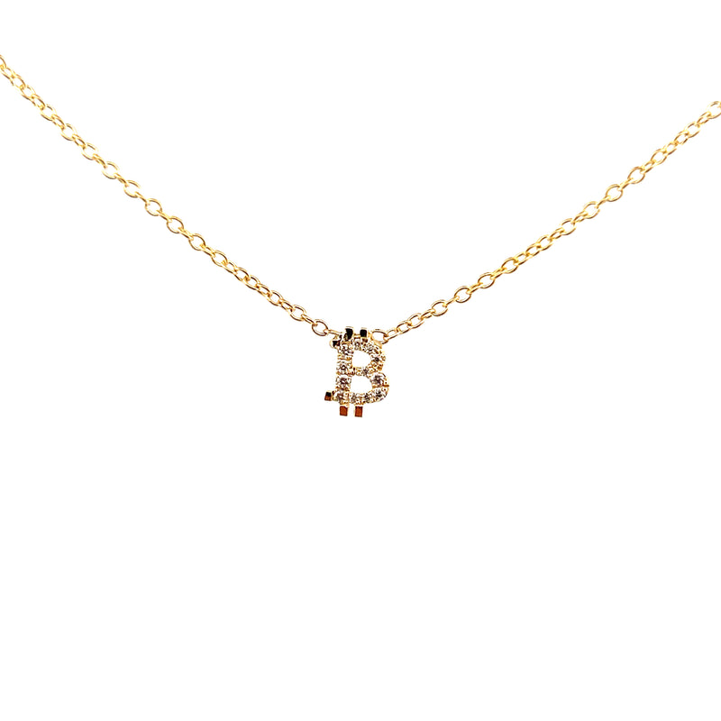 14K Gold Diamond Bitcoin Pendant Necklace
