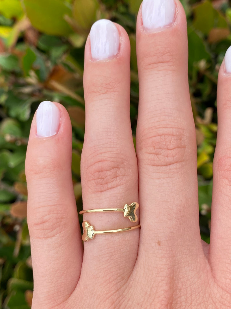 14K Yellow Gold Two Row Butterfly Band