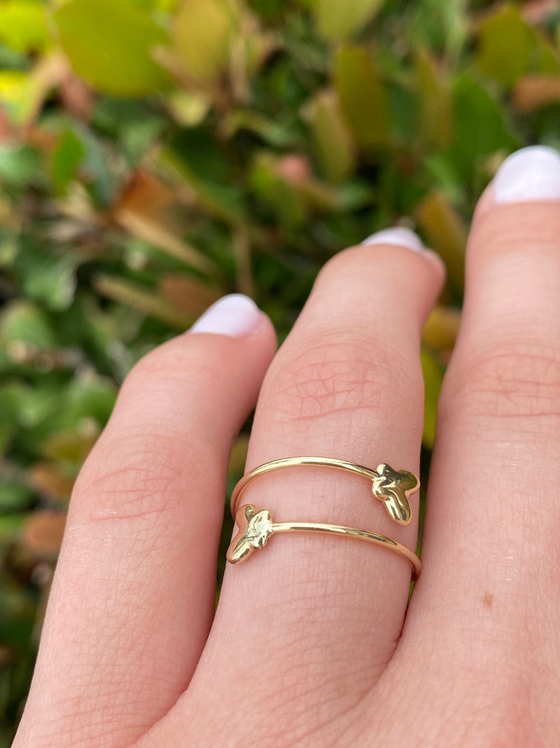 14K Yellow Gold Two Row Butterfly Band