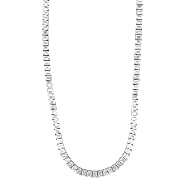 14K Gold 40.00 Carat Lab Grown Emerald Diamond Tennis Necklace