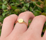 14K Yellow Gold 7MM Round Thin Signet Band