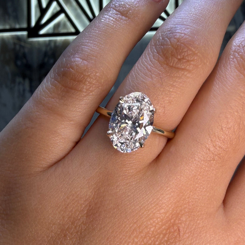 14K Gold Oval Lab Grown Diamond Open Gallery Engagement Ring