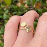 14K Yellow Gold Heart and Circle Diamond Cut Band