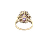 14K Gold 3.25 Carat Oval Amethyst Baguette Round Halo Engagement Ring