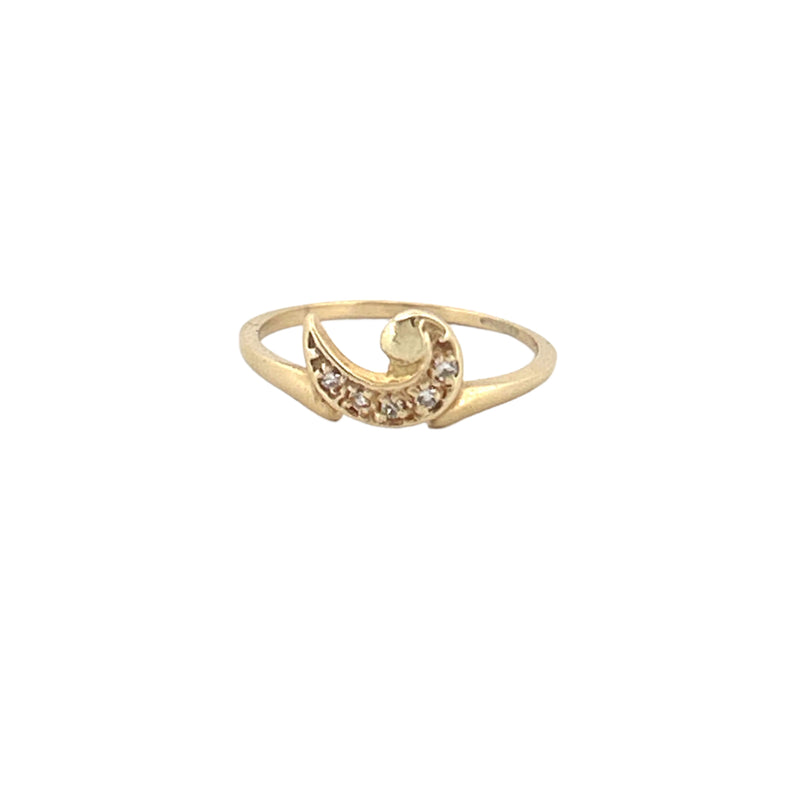 14K Gold Moon Swirl Diamond Band
