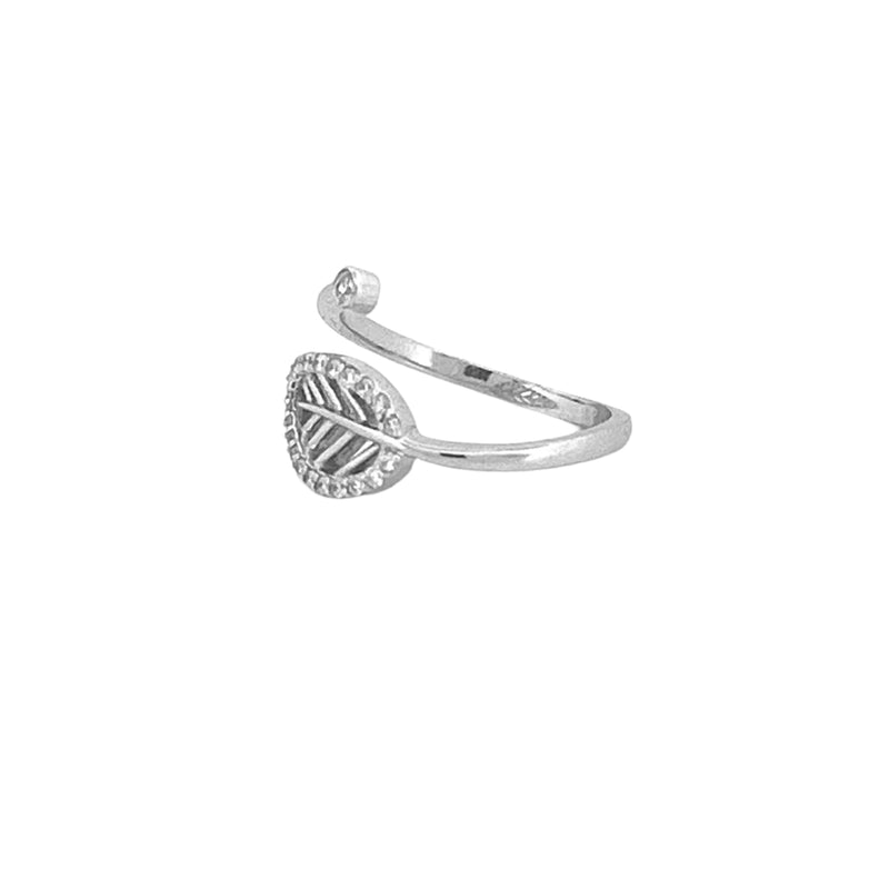 14K Gold Diamond Open Leaf Ring