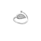 14K Gold Diamond Open Leaf Ring