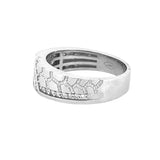 14K Gold Textured Path Diamond Mens Band