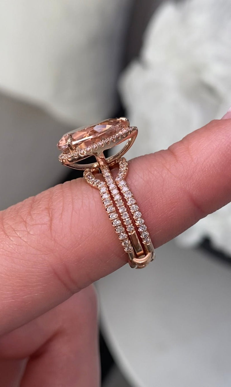 14K Gold Prong Set Diamond Ring Guard Band