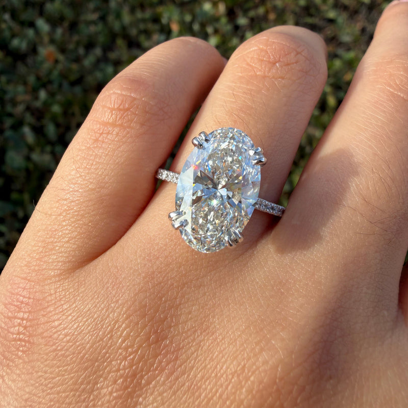 14K Gold 5.00 Carat Oval Lab Grown Diamond Open Gallery Cathedral Engagement Ring