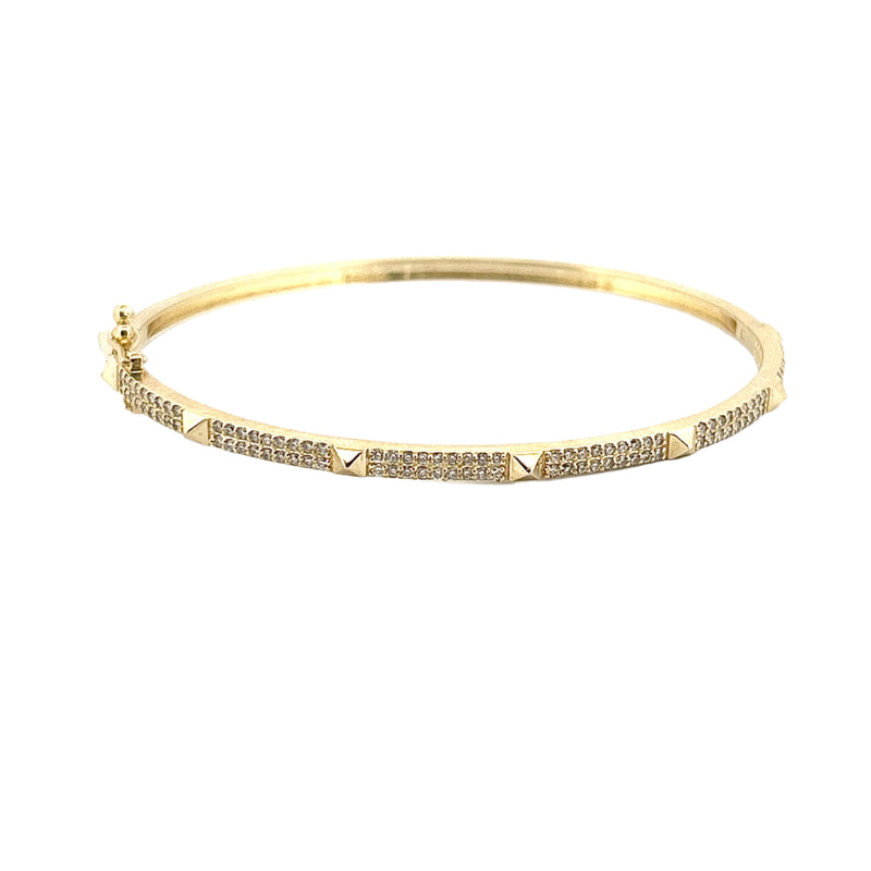 14K Gold Mini Spiked Diamond Bangle