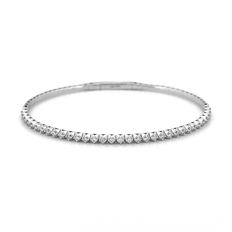 14K Gold Diamond Cut Halfway Diamond Bangle