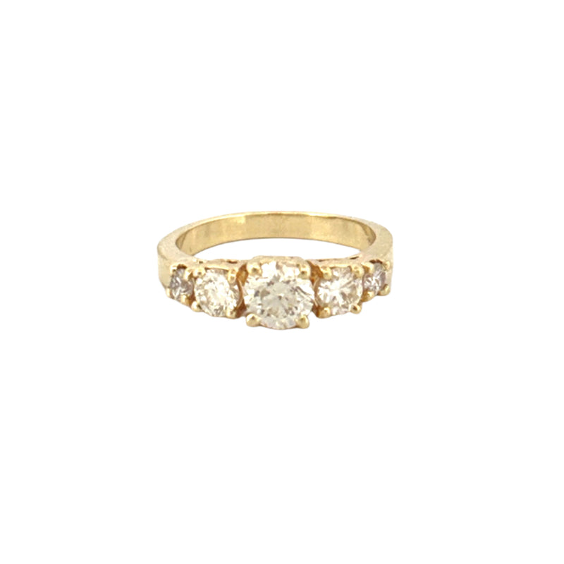 14K Gold 1.50 Carat 5 Round Natural Basket Set Diamond Ring
