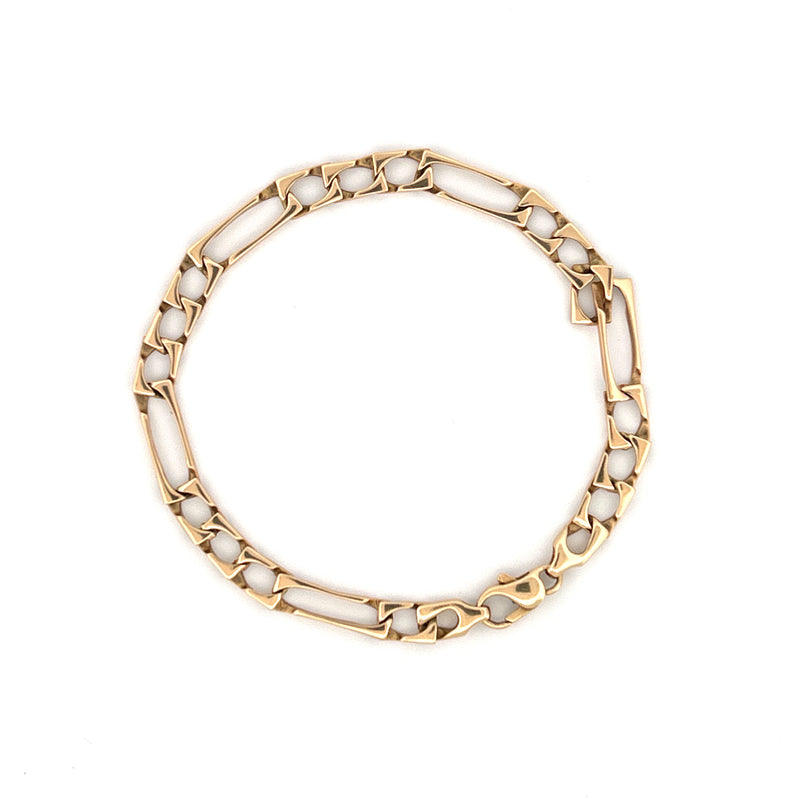 14K Gold 4.8MM Edged Figaro Bracelet