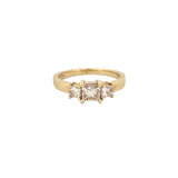 14K Gold 1.10 Carat Natural 3 Stone Princess Cut Diamond Engagement Ring