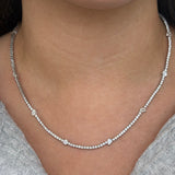 14K Gold Station Multi Shape Lab Grown Diamond Tennis Diamond Necklace
