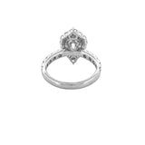 14K Gold 1.00 Cara Lab Grown Pear Diamond Shield Halo Cathedral Engagement Ring