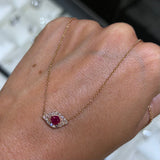 14K Gold Ruby Evil Eye Diamond Pendant Necklace