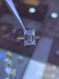 14K Gold 3.00 Carat Emerald Cut Lab Grown Diamond Solitaire Engagement Ring