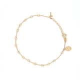 14K Gold Diamond Cut Ball and Rosary Charm Bracelet