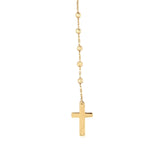 14K Gold Rosary and Diamond Cut Beads Charm Necklace