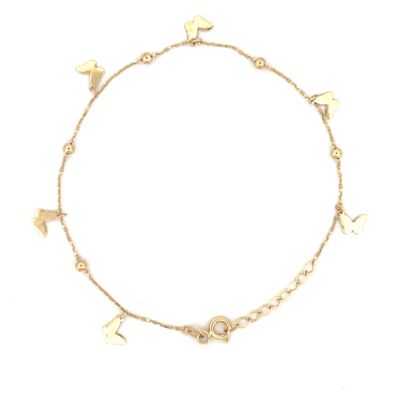 14K Gold Butterfly Bead Bracelet