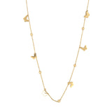 14K Gold Butterfly and Bead Necklace