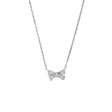 14K Gold Diamond Ribbon Butterfly Pendant Necklace
