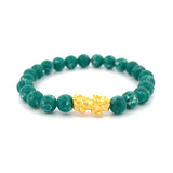 24K Gold Colored Stone Bead Pixiu Charm Bracelet