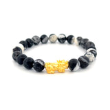 24K Gold Colored Stone Bead Pixiu Charm Bracelet