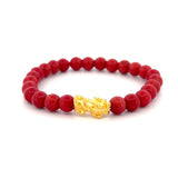 24K Gold Colored Stone Bead Pixiu Charm Bracelet