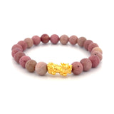 24K Gold Colored Stone Bead Pixiu Charm Bracelet