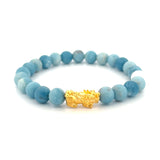 24K Gold Colored Stone Bead Pixiu Charm Bracelet