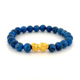 24K Gold Colored Stone Bead Pixiu Charm Bracelet