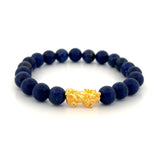 24K Gold Colored Stone Bead Pixiu Charm Bracelet
