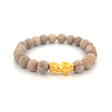 24K Gold Colored Stone Bead Pixiu Charm Bracelet