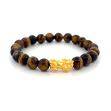 24K Gold Colored Stone Bead Pixiu Charm Bracelet