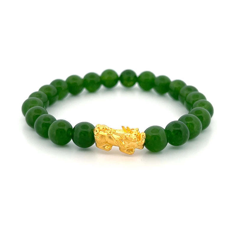 14K Gold Colored Stone Bead Pixie Charm Bracelet