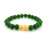 24K Gold Colored Stone Bead Pixiu Charm Bracelet