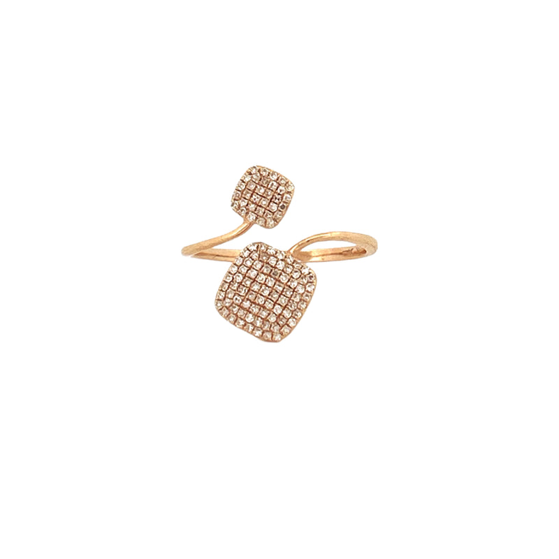 14K Gold Open Diamond Pave Cushion Shape Band