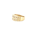 14K Gold Two Row Princess Diamond Steps Band