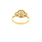 14K Gold Baguette Cluster Diamond Three Stone Halo Engagement Ring
