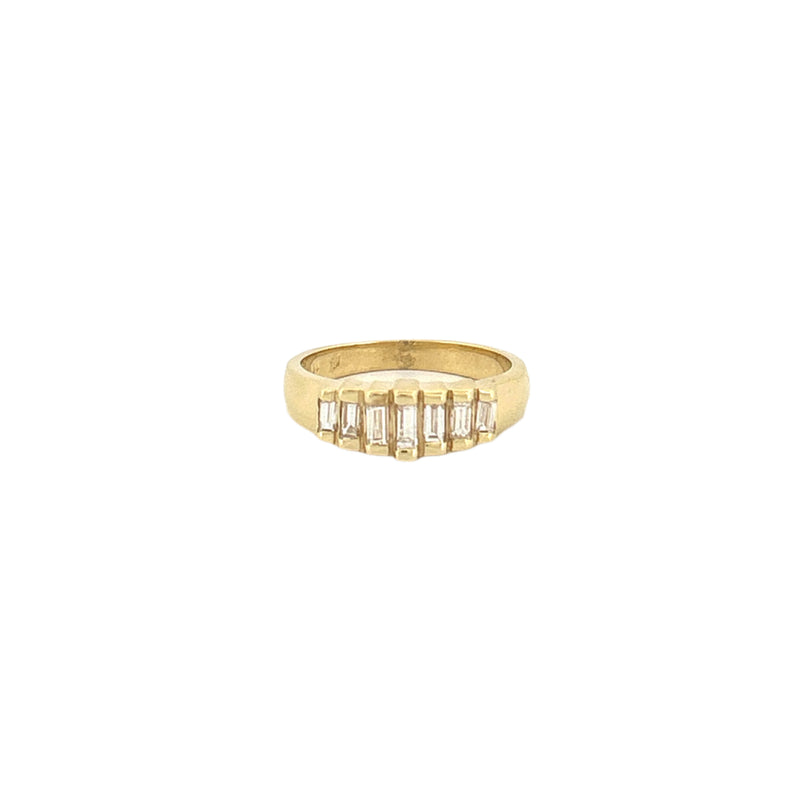 14K Gold Stepped Baguette Diamond Band