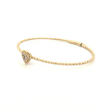 14K Gold Beaded Diamond Heart Cluster Bangle