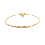 14K Gold Beaded Diamond Heart Cluster Bangle
